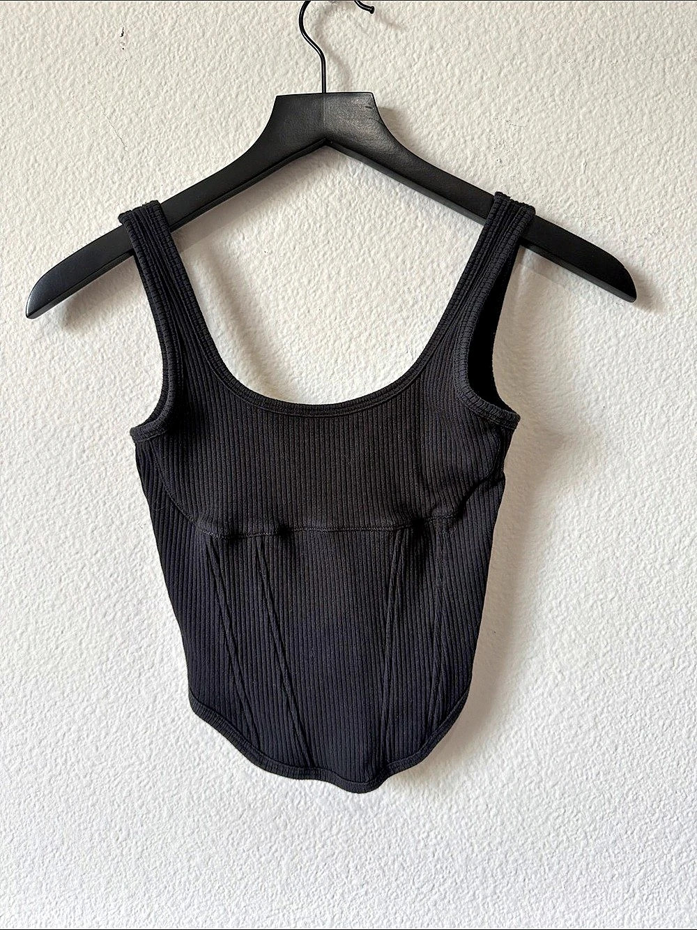 PINK Ribbed Top in Black Size XS